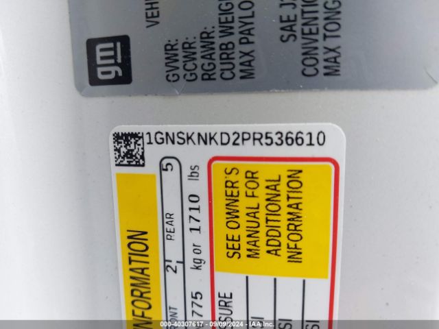 1GNSKNKD2PR536610 Chevrolet Tahoe 4wd Lt