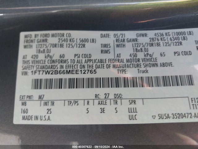 Ford F-250 Xlt 2021 1FT7W2B66MEE12765 Image 9