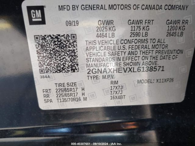 2GNAXHEVXL6138571 Chevrolet Equinox Fwd Ls