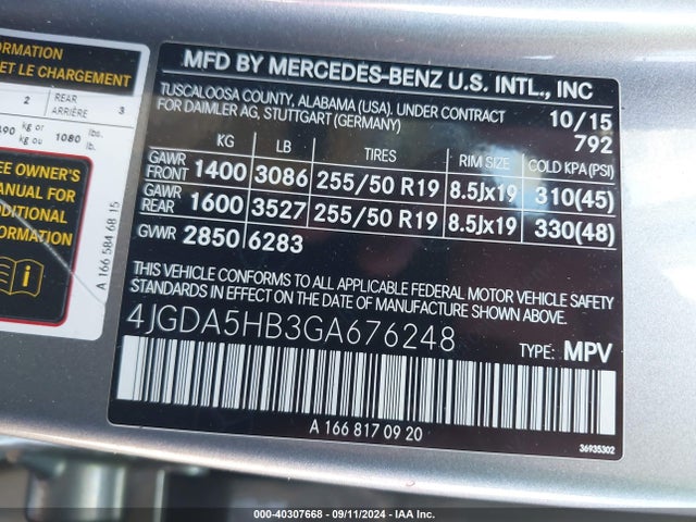 4JGDA5HB3GA676248 Mercedes-Benz Gle 350 4matic