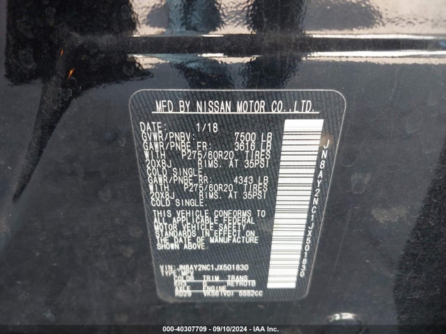 JN8AY2NC1JX501830 Nissan Armada Platinum/sl/sv