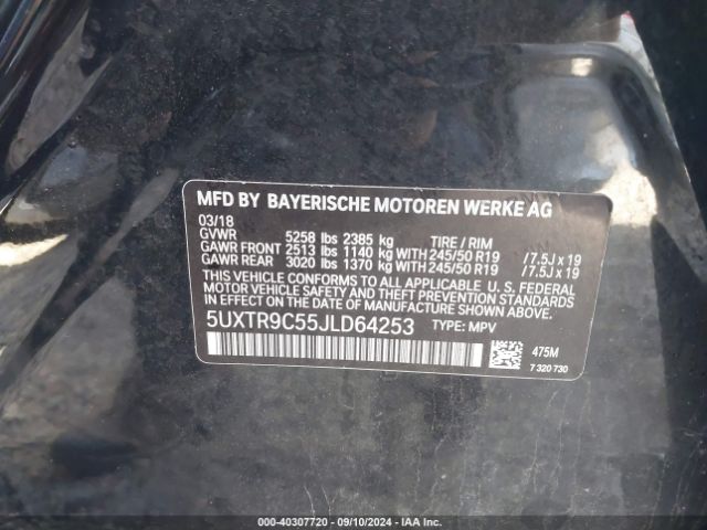 5UXTR9C55JLD64253 BMW X3 Xdrive30i