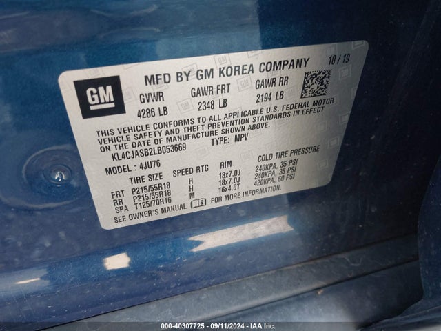 KL4CJASB2LB053669 Buick Encore Fwd Preferred