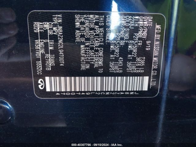 JN8AZ2NC2L9470074 Infiniti Qx80 Luxe Awd