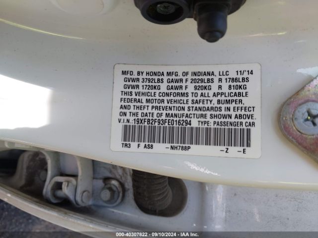 19XFB2F93FE016294 Honda Civic Ex-l