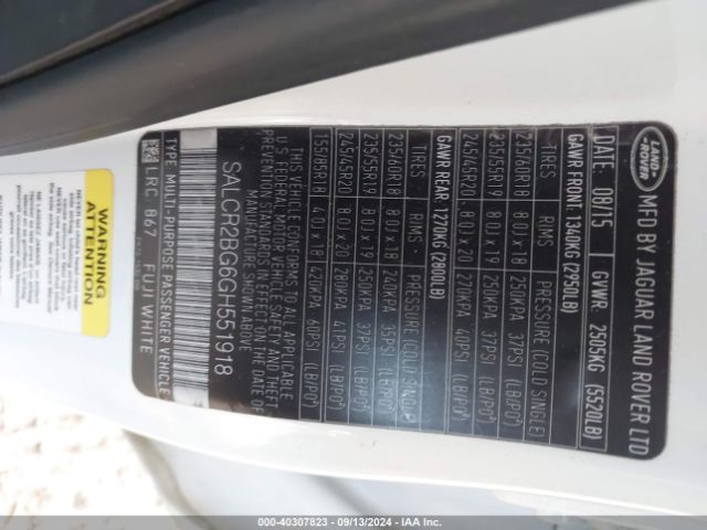 SALCR2BG6GH551918 Land Rover Discovery Sport Hse