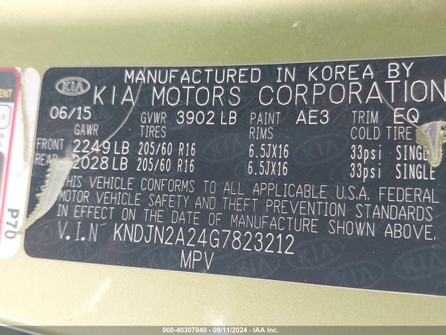 KIA Soul 2016 KNDJN2A24G7823212 Image 9