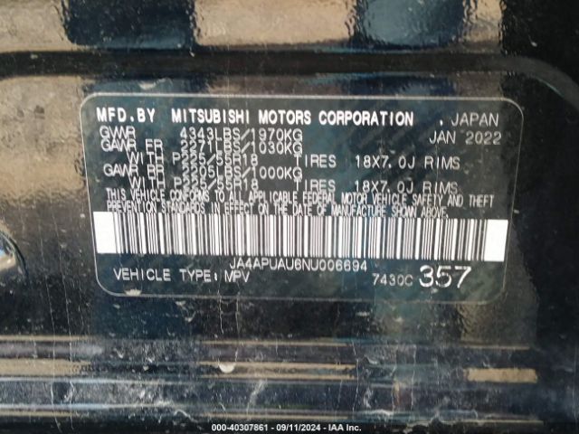 JA4APUAU6NU006694 Mitsubishi Outlander Sport 2.0 Be 2wd/2.0 Es 2wd/2.0 Le 2wd/2.0 S 2wd