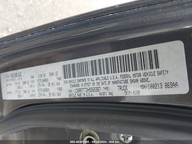 1C6RR7TT2HS565367 RAM 1500 Big Horn  4x4 6'4 Box
