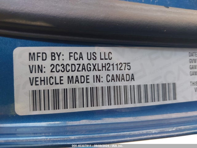 Dodge Challenger Sxt 2020 2C3CDZAGXLH211275 Image 9