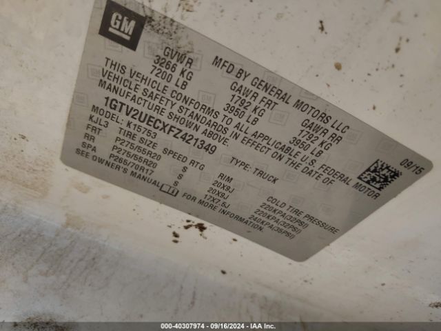 1GTV2UECXFZ421349 GMC Sierra 1500 Sle