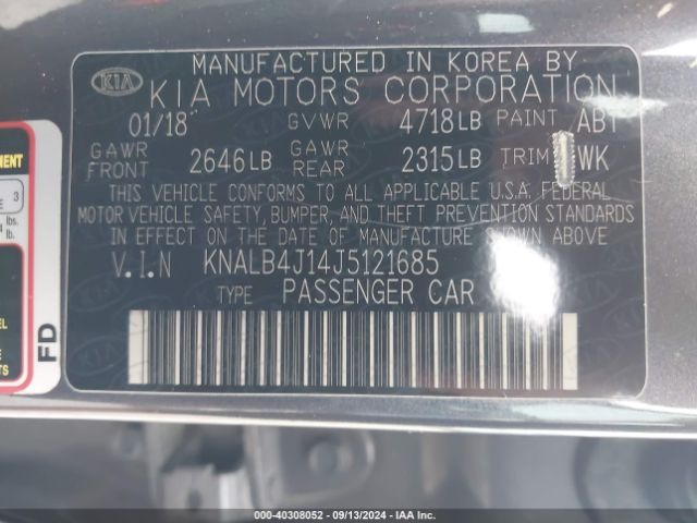 KNALB4J14J5121685 KIA Cadenza Premium