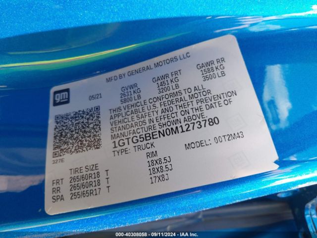1GTG5BEN0M1273780 GMC Canyon 2wd  Short Box Elevation Standard