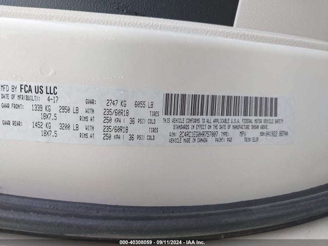 2C4RC1EG0HR757007 Chrysler Pacifica Touring-l Plus