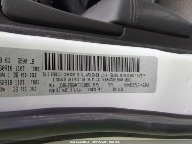 1C4RJFBG0KC693896 Jeep Grand Cherokee Limited 4x4