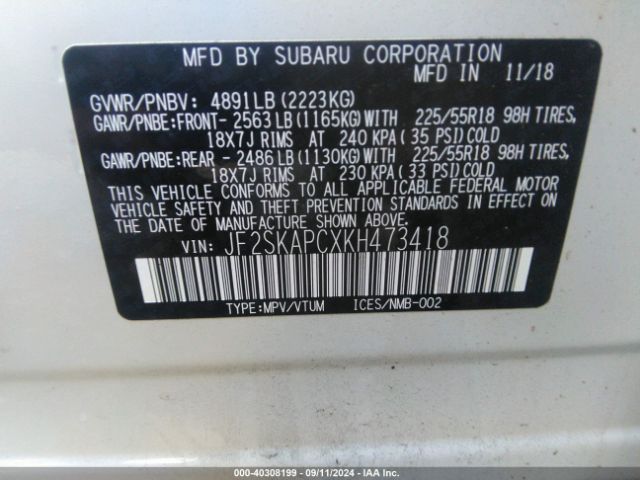 JF2SKAPCXKH473418 Subaru Forester Sport