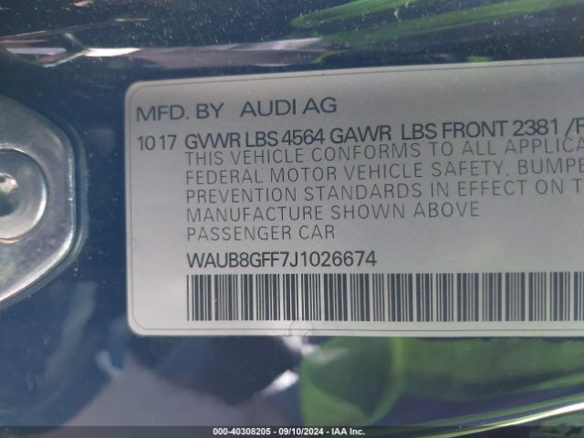 WAUB8GFF7J1026674 Audi A3 2.0t Premium/2.0t Tech Premium