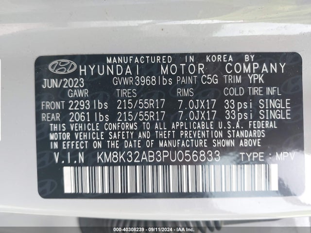 Hyundai Kona Sel 2023 KM8K32AB3PU056833 Image 9