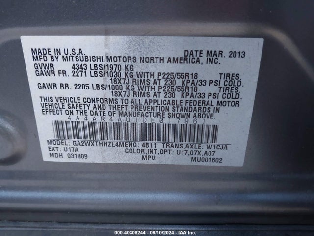 2013 MITSUBISHI OUTLANDER SPORT 4A4AR4AU1DE017961 Photo 8