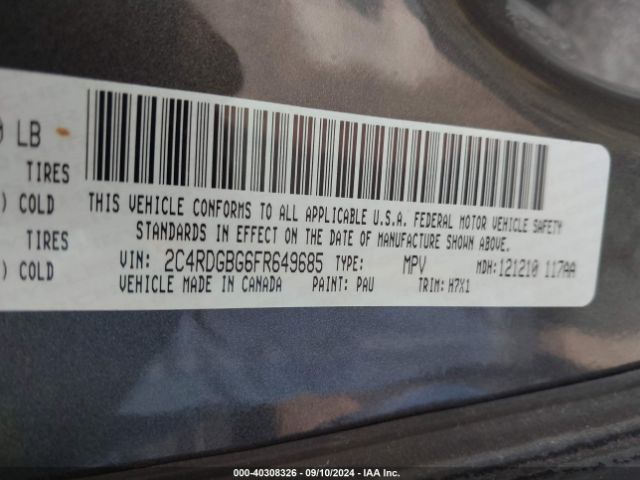 2C4RDGBG6FR649685 Dodge Grand Caravan American Value Pkg
