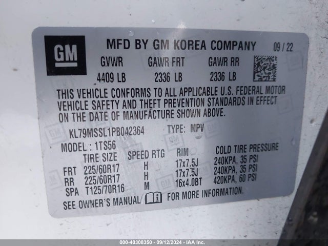 Chevrolet Trailblazer Awd Activ 2023 KL79MSSL1PB042364 Image 9