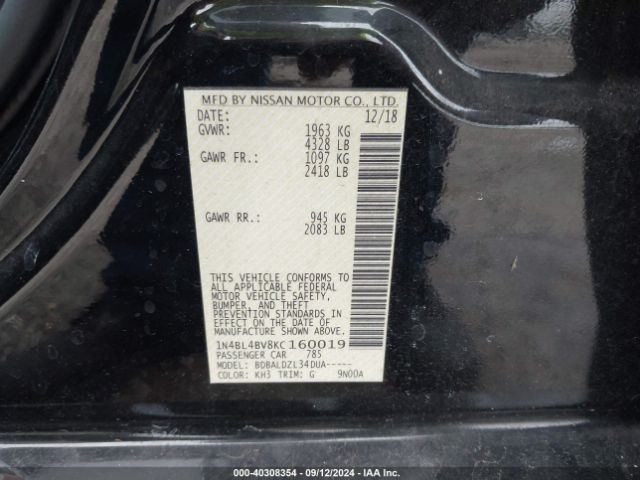 1N4BL4BV8KC160019 Nissan Altima 2.5 S