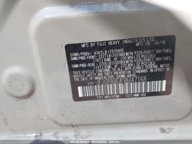 JF2GPABC4G8247168 Subaru Crosstrek 2.0i Premium
