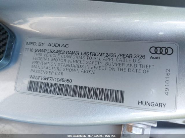 WAUF1GFF7H1045550 Audi S3 2.0t Premium Plus