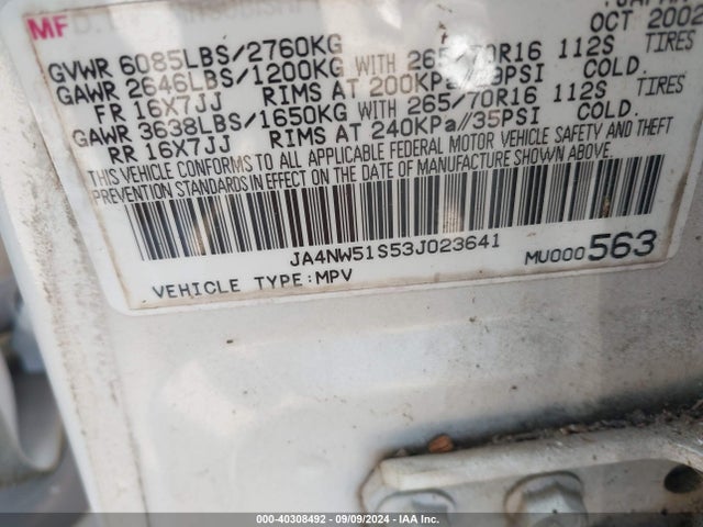 2003 MITSUBISHI MONTERO JA4NW51S53J023641 Photo 8