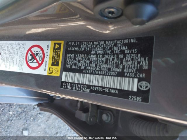 4T4BF1FK4GR522057 Toyota CAMRY LE