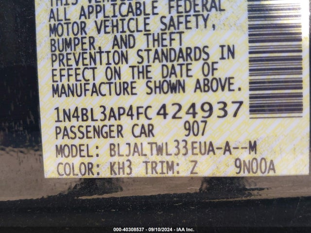 Nissan Altima 3.5 Sl 2015 1N4BL3AP4FC424937 Image 9