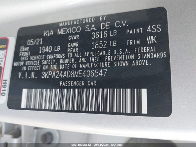 3KPA24AD8ME406547 KIA RIO S