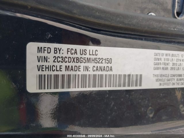 2C3CDXBG5MH522150 Dodge Charger Sxt Rwd
