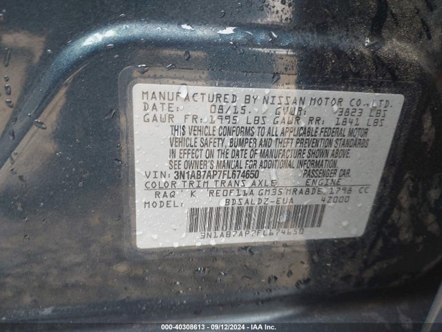 Nissan SENTRA SV 2015 3N1AB7AP7FL674650 Image 9