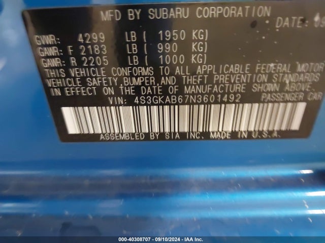 Subaru Impreza Base 2022 4S3GKAB67N3601492 Image 9
