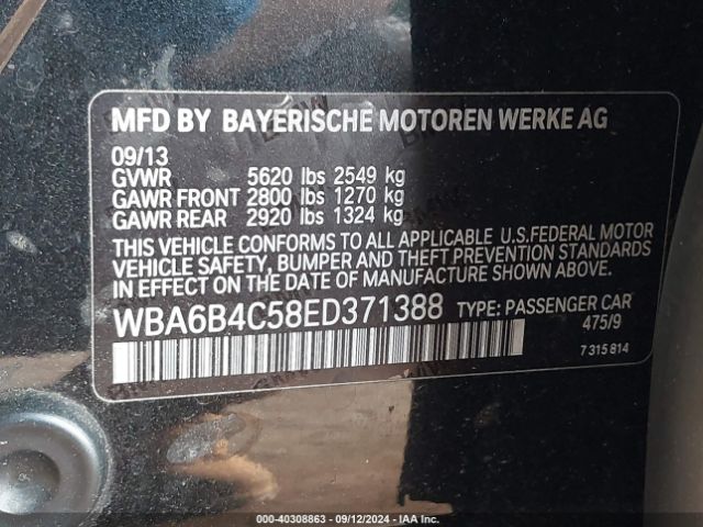 WBA6B4C58ED371388 BMW 650i Gran Coupe Xdrive