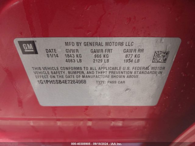 1G1PH5SB4E7284968 Chevrolet Cruze Eco Auto