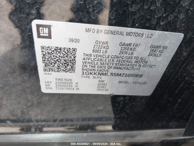 1GKKNMLS5MZ109008 GMC Acadia Fwd Slt