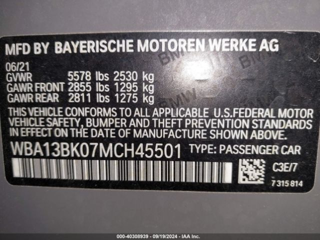 WBA13BK07MCH45501 BMW M550i Xdrive