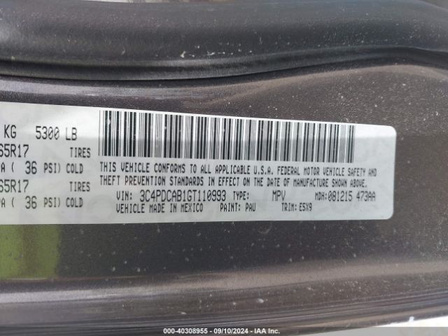 3C4PDCAB1GT110993 Dodge JOURNEY SE