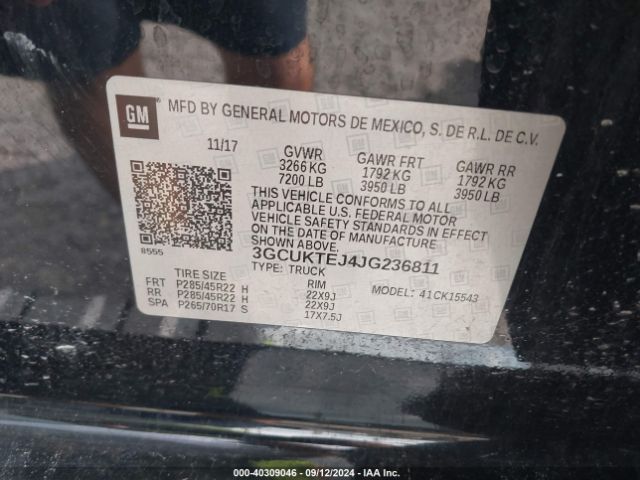 3GCUKTEJ4JG236811 Chevrolet Silverado 1500 High Country