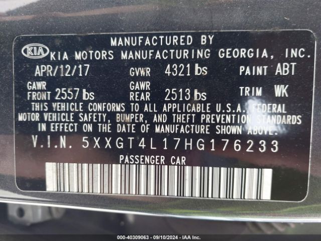 5XXGT4L17HG176233 KIA Optima Lx Turbo
