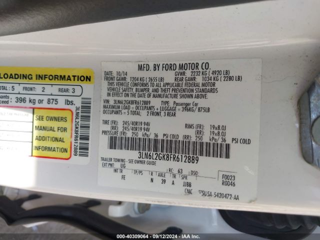 3LN6L2GK8FR612889 Lincoln MKZ