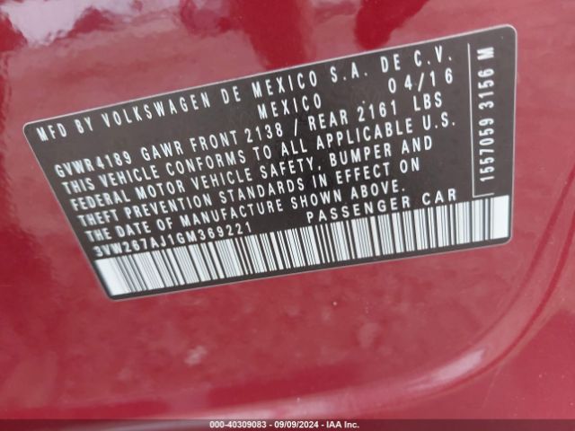 3VW267AJ1GM369221 Volkswagen Jetta 1.4t S
