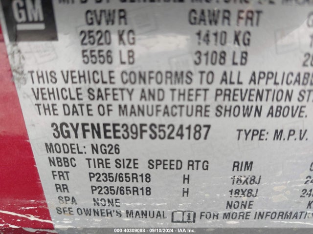 2015 CADILLAC SRX 3GYFNEE39FS524187 Photo 8