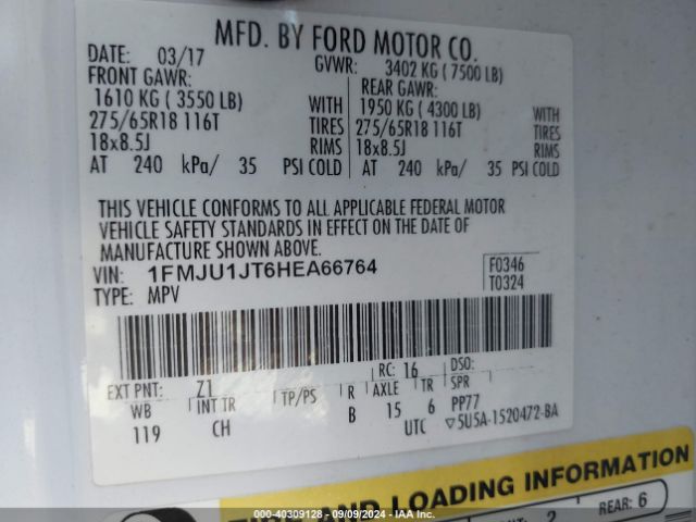 1FMJU1JT6HEA66764 Ford Expedition Xlt