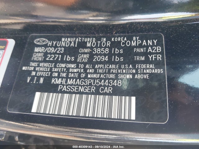 Hyundai ELANTRA SEL 2023 KMHLM4AG3PU544348 Image 9