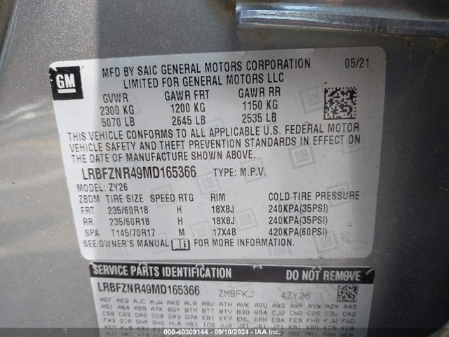 LRBFZNR49MD165366 Buick Envision Fwd Essence