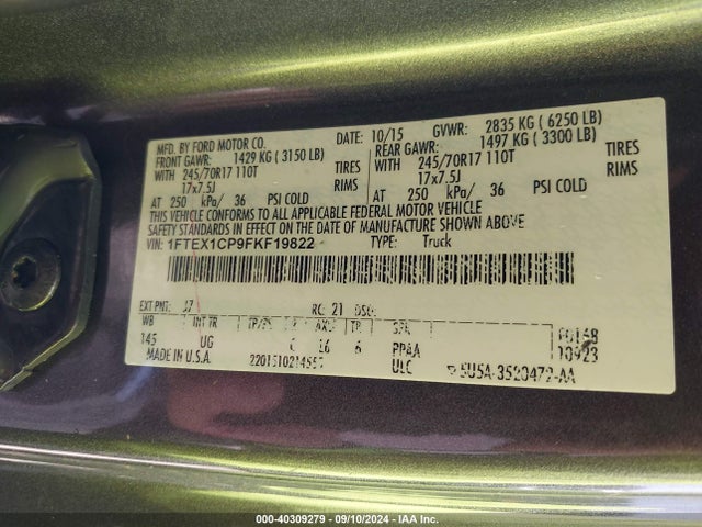 Ford F-150 Xlt 2015 1FTEX1CP9FKF19822 Image 9