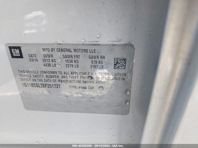 Chevrolet Malibu 1ls 2014 1G11B5SL7EF251727 Image 9
